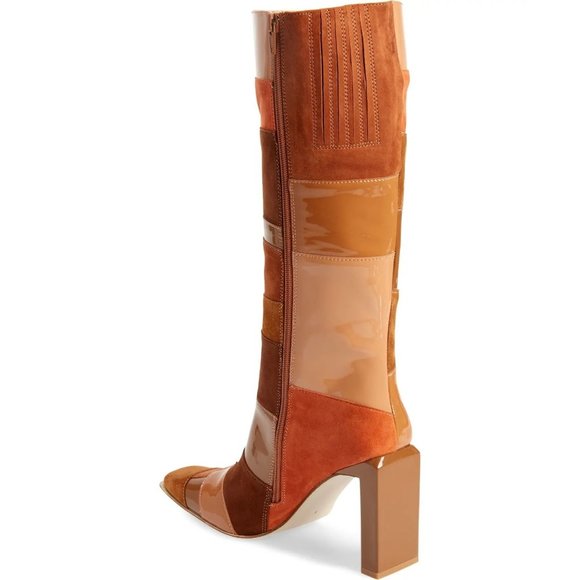 JEFFREY CAMPBELL Suede Lightspeed Patchwork Knee High Boots 7 NEW - Picture 2 of 14